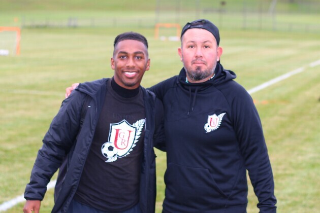 Union soccer coach Juan Zavala (right) and Union assistant coach Mose Crawford