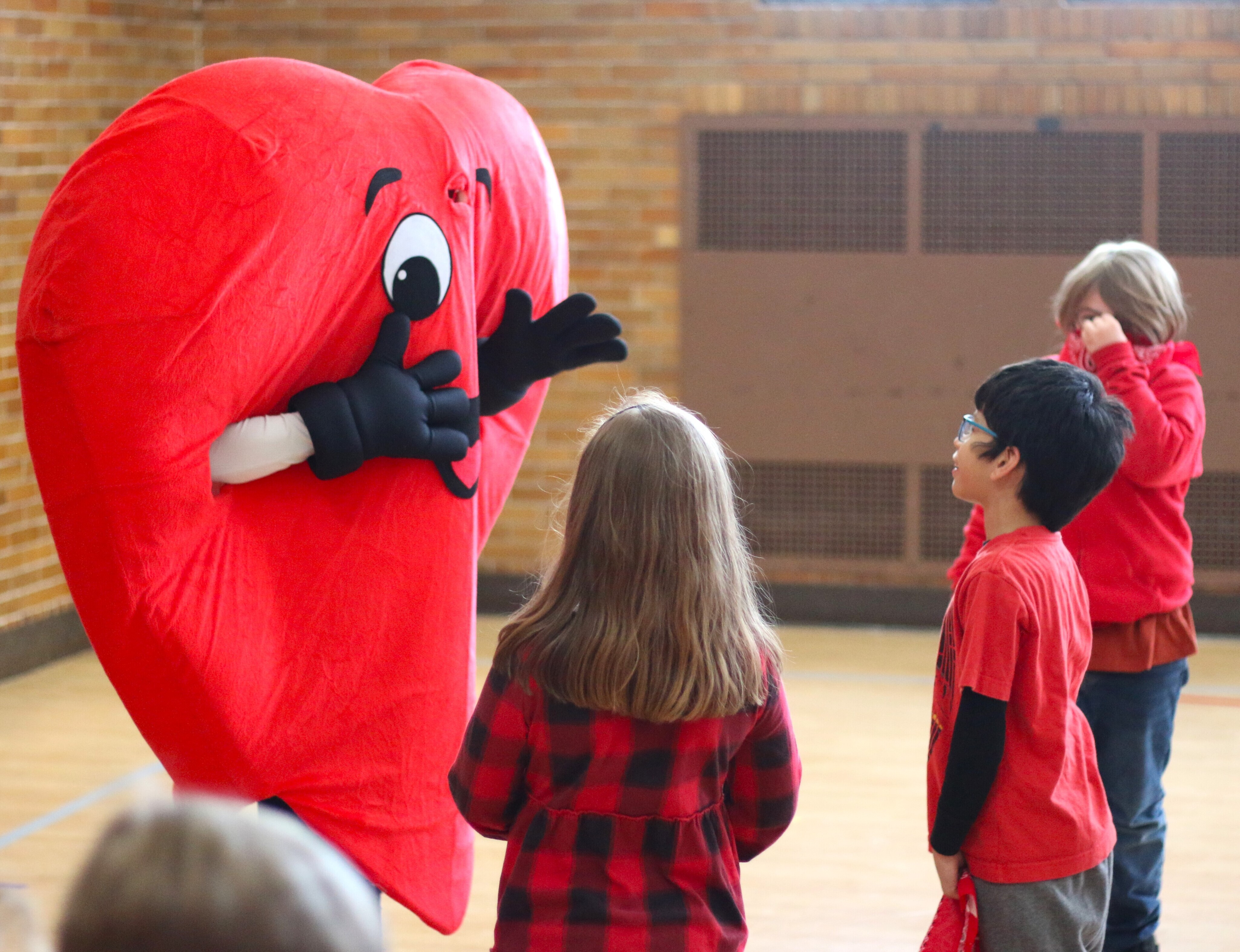 Hearty, the official mascot of the American Heart Association
