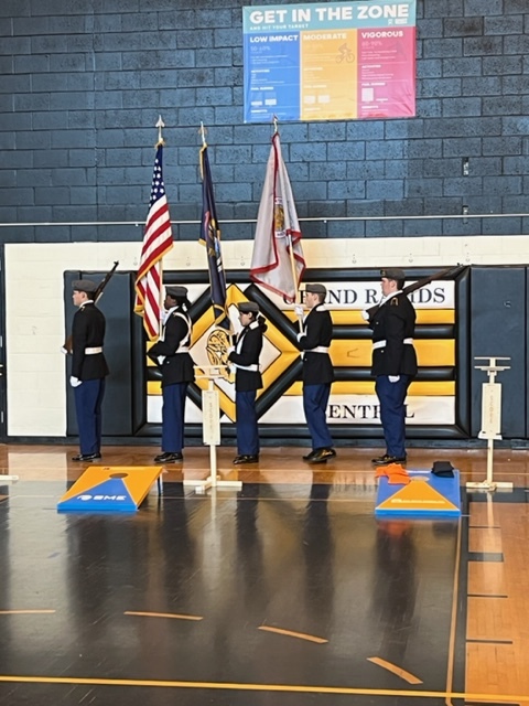 Innovation Central JROTC students started the tournament presenting the colors ahead of the Pledge of Allegiance