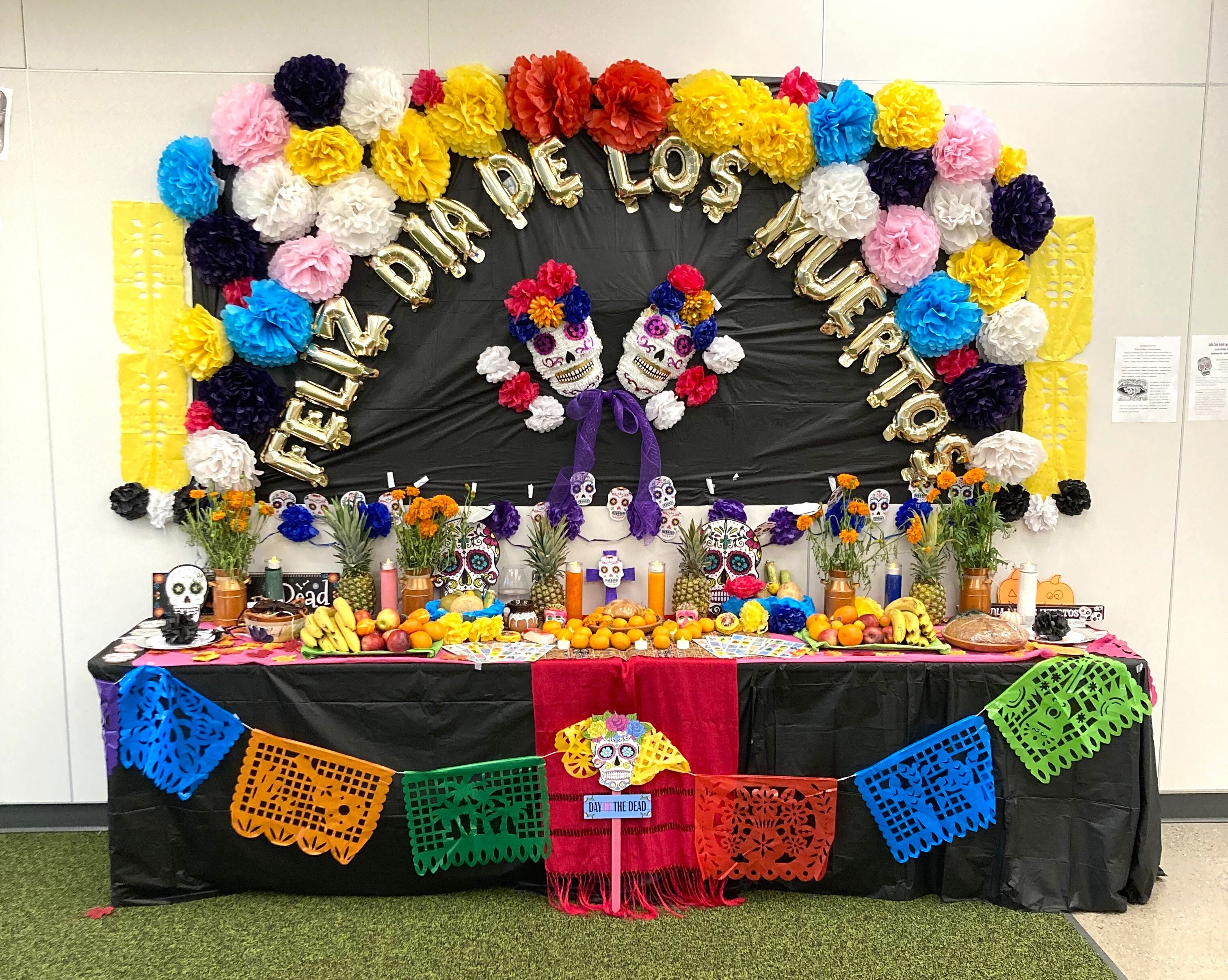 An altar at Southwest Middle High School - Academia Bilingüe for the Day of the Dead or Día de los Muertos, a holiday that originated in Mexico and is usually observed on November 1 and 2 as a way to honor, celebrate and pay respect to family members who have passed away.