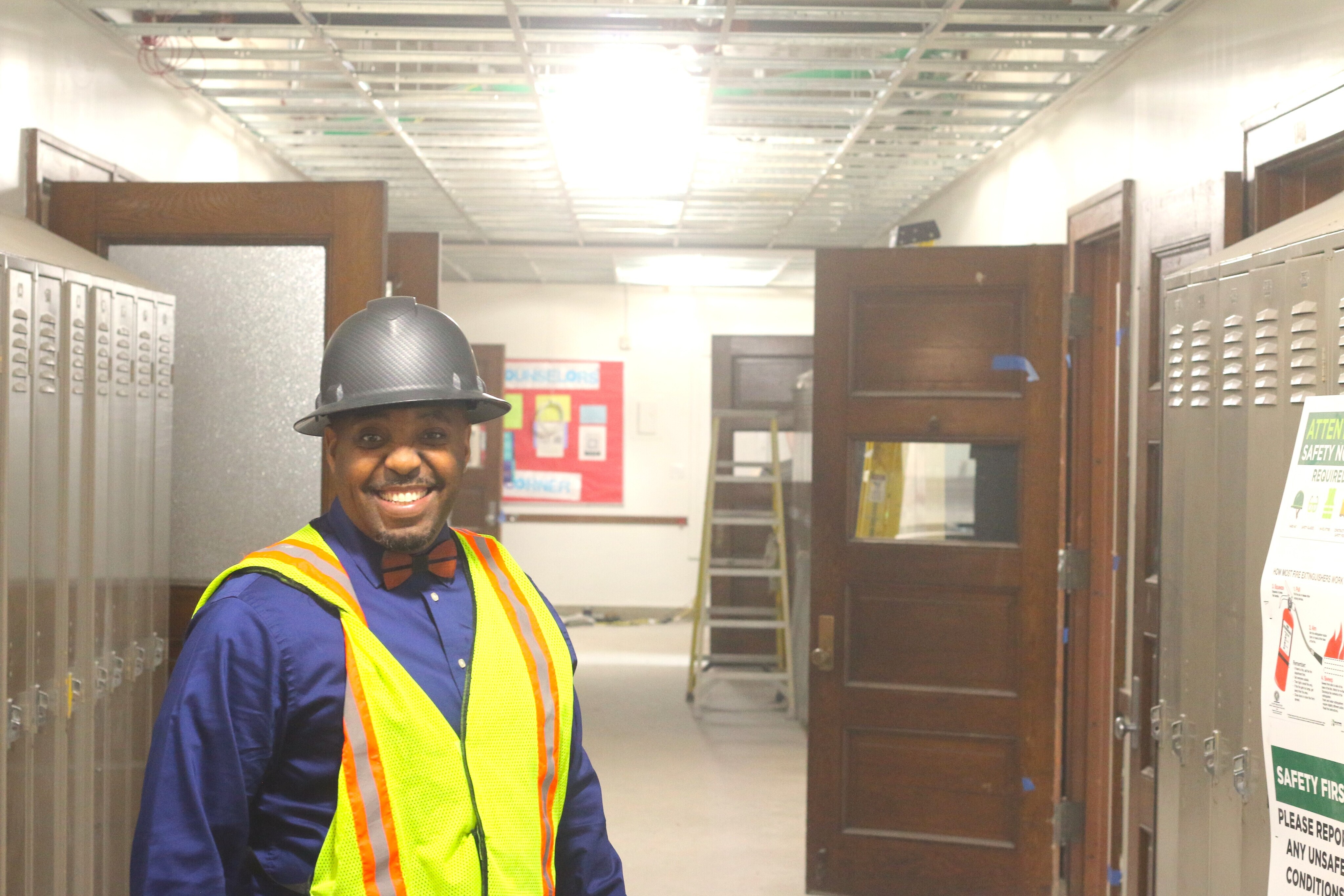 Jason McGhee checks out construction at Innovation Central last fall