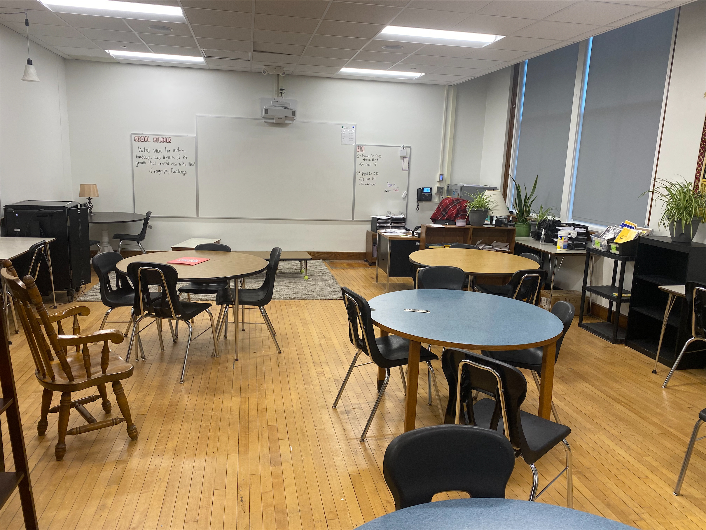 Renovated classroom space for Innovation Central scholars with interactive teaching walls and new projection systems